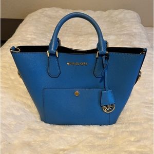 Michael Kors, Blue handbag, Saffiano Leather.